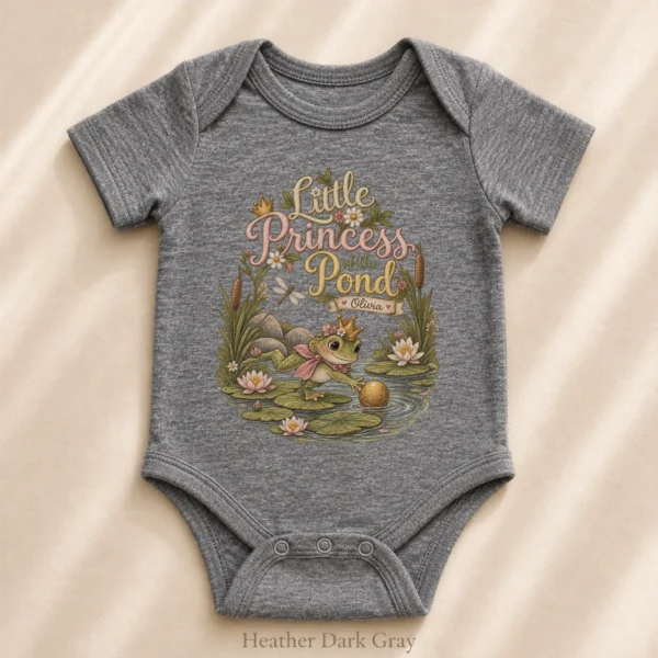 Personalized Frog Princess Baby Bodysuit or Toddler Shirt — alternate product mockup personalized frog princess baby bodysuit product photo