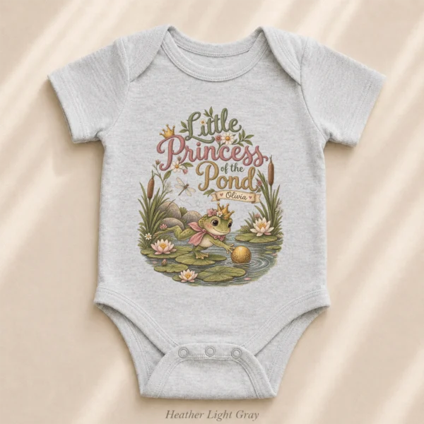 Personalized Frog Princess Baby Bodysuit or Toddler Shirt — alternate product mockup personalized frog princess baby bodysuit product photo