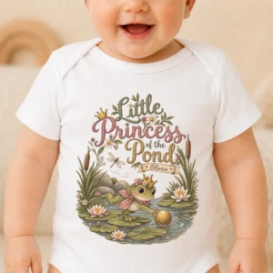 personalized frog princess baby bodysuit baby bodysuit mockup