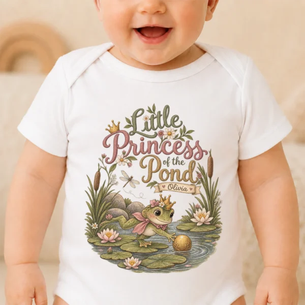 personalized frog princess baby bodysuit baby bodysuit mockup