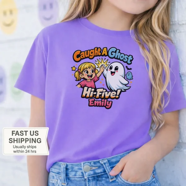 Personalized Caught A Ghost Halloween Shirt — toddler shirt mockup personalized ghost toddler shirt t-shirt product photo