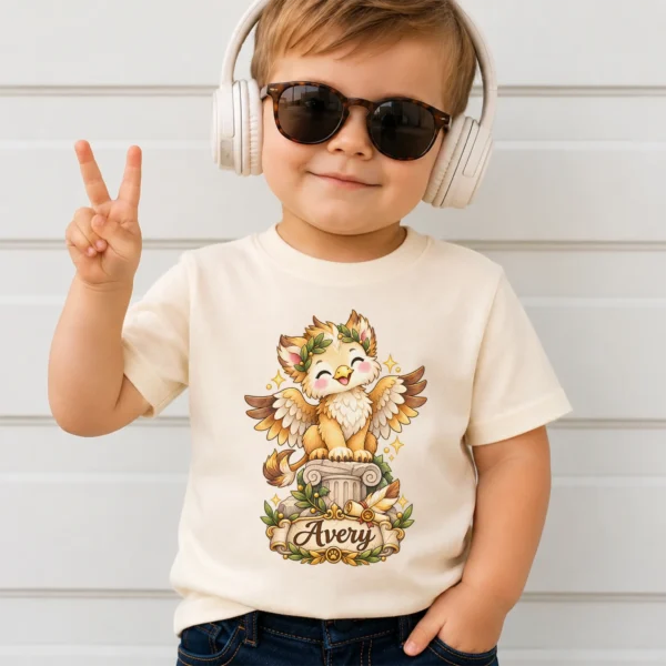 Personalized Griffin Baby Bodysuit, Mythical Toddler Shirt, Kids Gift — toddler shirt mockup personalized griffin baby bodysuit alternate angle