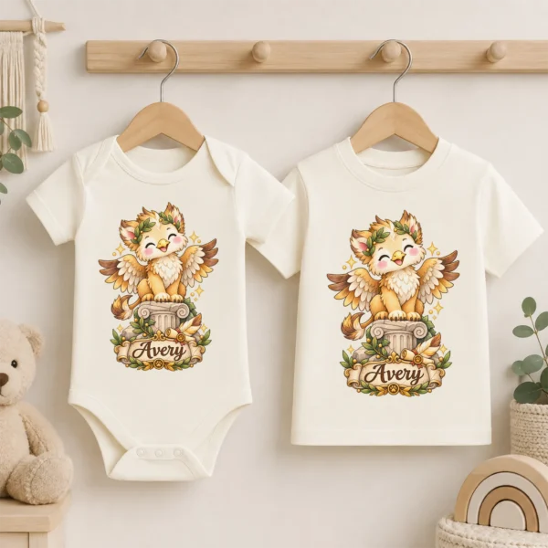 Personalized Griffin Baby Bodysuit, Mythical Toddler Shirt, Kids Gift — baby bodysuit mockup personalized griffin baby bodysuit product photo