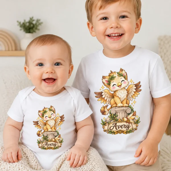 Personalized Griffin Baby Bodysuit, Mythical Toddler Shirt, Kids Gift — baby bodysuit mockup personalized griffin baby bodysuit product photo