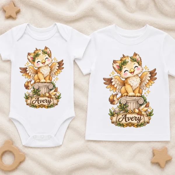 Personalized Griffin Baby Bodysuit, Mythical Toddler Shirt, Kids Gift — baby bodysuit mockup personalized griffin baby bodysuit product photo