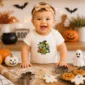 Personalized Halloween Dinosaur Baby Bodysuit product photo