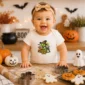 Personalized Halloween Dinosaur Baby Bodysuit product photo