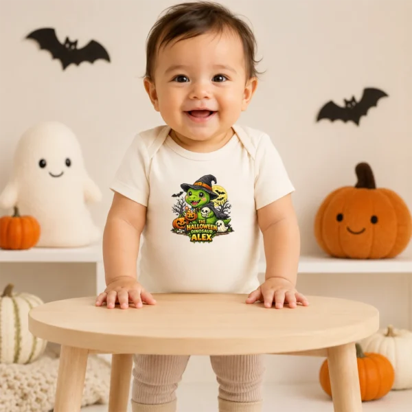 Personalized Halloween Dinosaur Baby Bodysuit