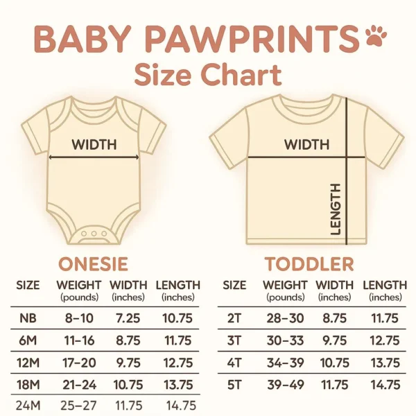 Personalized Baby Bodysuit: the Halloween Dinosaur Alex — size chart Personalized Halloween Dinosaur Baby Bodysuit size detail