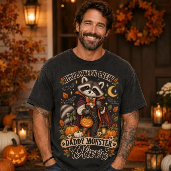 Personalized Halloween Family Matching & Shirt or Bodysuit — alternate product mockup personalized Halloween family matching shirts baby bodysuit mockup view