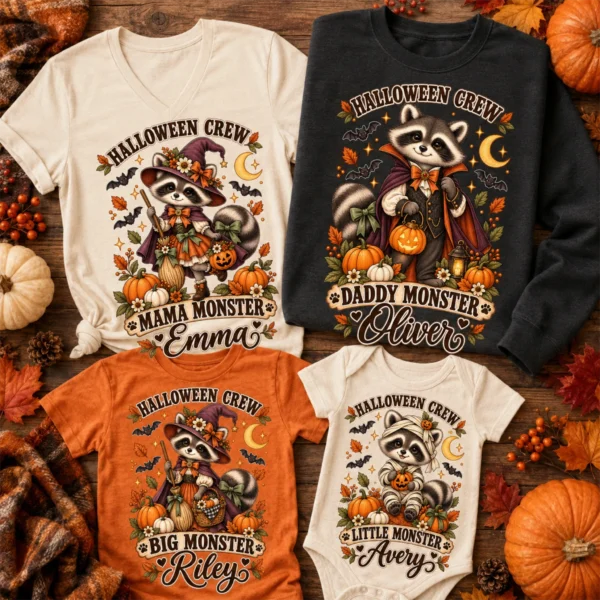 Personalized Halloween Family Matching & Shirt or Bodysuit — alternate product mockup personalized Halloween family matching shirts baby bodysuit product photo