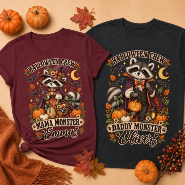 Personalized Halloween Family Matching & Shirt or Bodysuit — alternate product mockup personalized Halloween family matching shirts baby bodysuit product photo