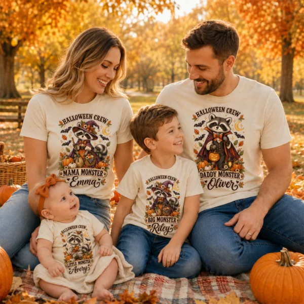 Personalized Halloween Family Matching & Shirt or Bodysuit — alternate product mockup personalized Halloween family matching shirts baby bodysuit product photo