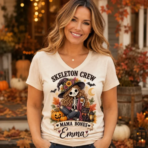 Personalized Skeleton Crew Halloween Family Matching Shirts & Bodysuit — alternate product mockup personalized Halloween family matching shirts baby bodysuit mockup view