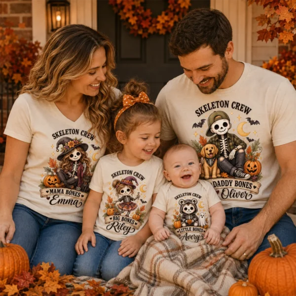 Personalized Skeleton Crew Halloween Family Matching Shirts & Bodysuit — alternate product mockup personalized Halloween family matching shirts baby bodysuit product detail