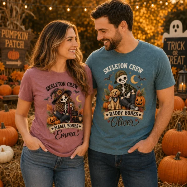 Personalized Skeleton Crew Halloween Family Matching Shirts & Bodysuit — alternate product mockup personalized Halloween family matching shirts baby bodysuit product photo