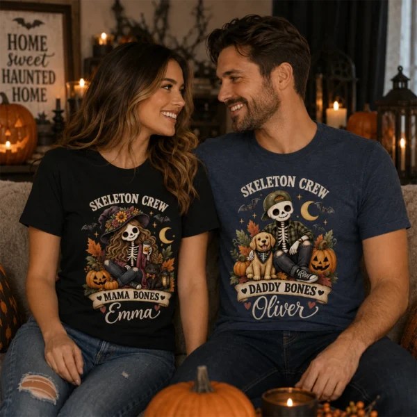 Personalized Skeleton Crew Halloween Family Matching Shirts & Bodysuit — alternate product mockup personalized Halloween family matching shirts baby bodysuit product photo