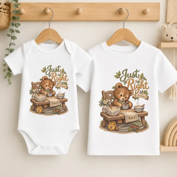 personalized just right baby bodysuit