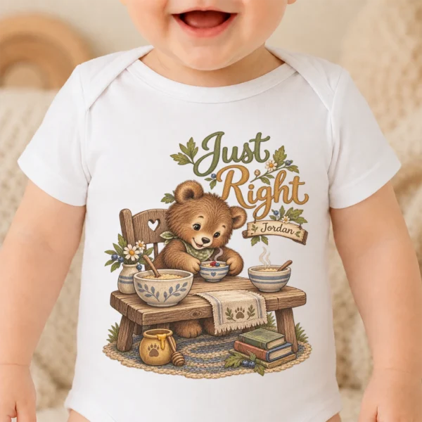 personalized just right baby bodysuit baby bodysuit mockup