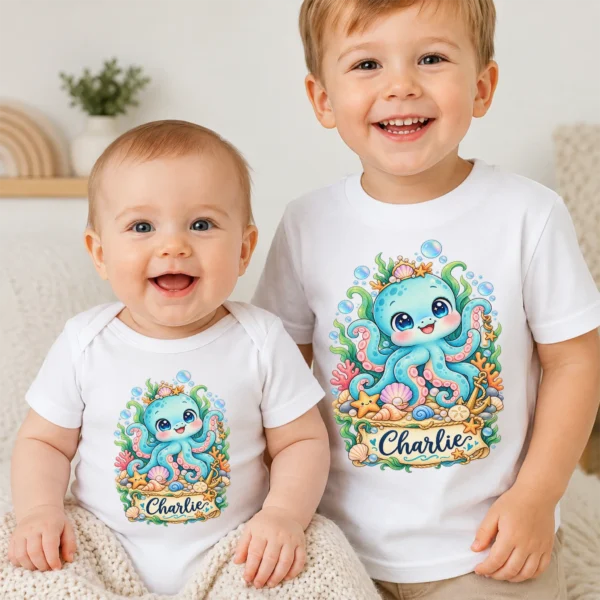 personalized kraken baby bodysuit
