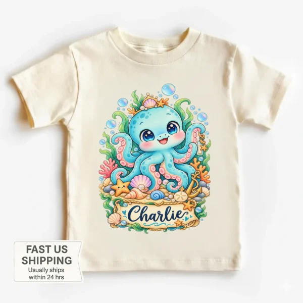 Personalized Kraken Baby Bodysuit, Ocean Myth Toddler Shirt, Kids Gift — toddler shirt mockup personalized kraken baby bodysuit product photo