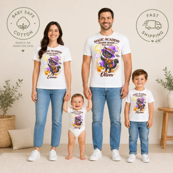 Personalized Magic Academy Little Magic Little Student Shirt/Bodysuit — alternate product mockup magic academy family matching shirt baby bodysuit mockup view