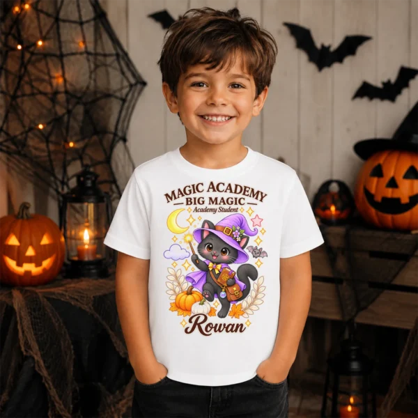 Personalized Magic Academy Little Magic Little Student Shirt/Bodysuit — sibling matching set mockup magic academy family matching shirt baby bodysuit lifestyle scene
