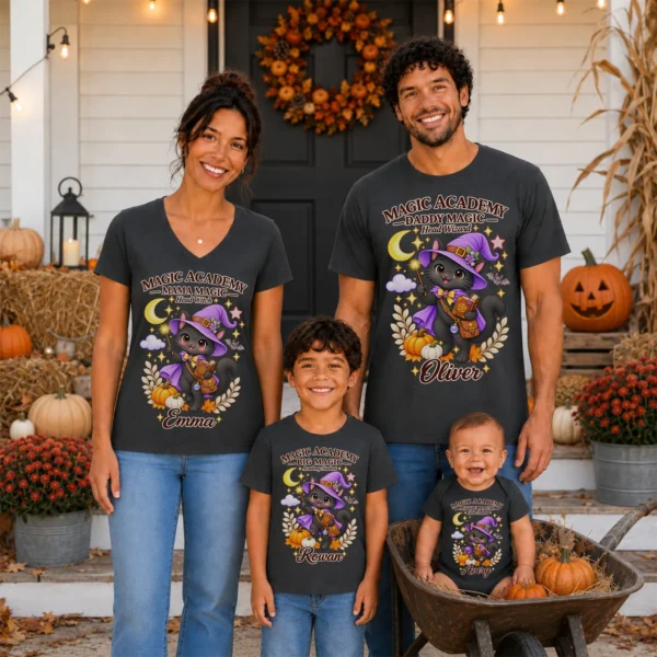 Personalized Magic Academy Little Magic Little Student Shirt/Bodysuit — family matching set mockup magic academy family matching shirt baby bodysuit product photo