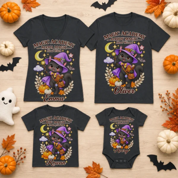 Personalized Magic Academy Little Magic Little Student Shirt/Bodysuit — family matching set mockup magic academy family matching shirt baby bodysuit product photo