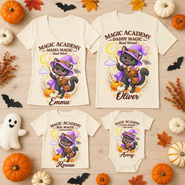 Personalized Magic Academy Little Magic Little Student Shirt/Bodysuit — family matching set mockup magic academy family matching shirt baby bodysuit product photo