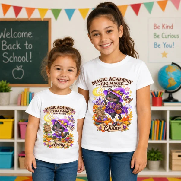 Personalized Magic Academy Toddler & Youth Shirt — back view personalized magic academy toddler shirt t-shirt back view