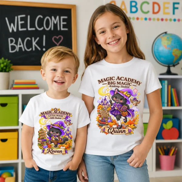 Personalized Magic Academy Toddler & Youth Shirt — back view personalized magic academy toddler shirt t-shirt back view