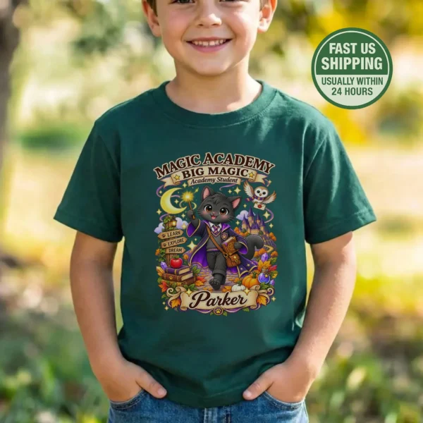 Personalized Magic Academy Toddler & Youth Shirt — toddler shirt mockup personalized magic academy toddler shirt t-shirt product photo