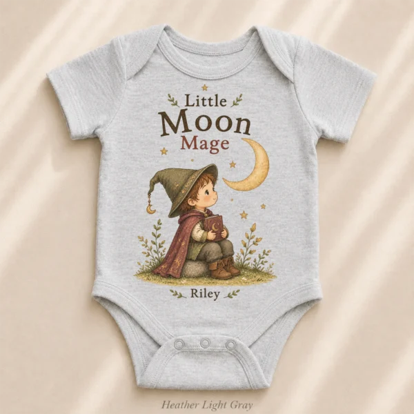 Personalized Moon Mage Baby Bodysuit or Toddler Shirt — alternate product mockup personalized moon mage baby bodysuit alternate angle