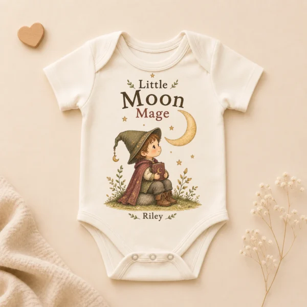 personalized moon mage baby bodysuit