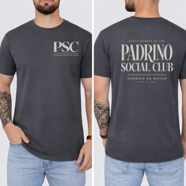 Personalized Padrino Shirt, Godfather Gift, Baby Name & Baptism Date — pocket detail personalized padrino shirt t-shirt close-up detail