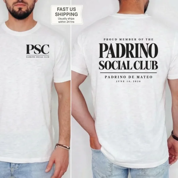 Personalized Padrino Shirt, Godfather Gift, Baby Name & Baptism Date — pocket detail personalized padrino shirt t-shirt close-up detail