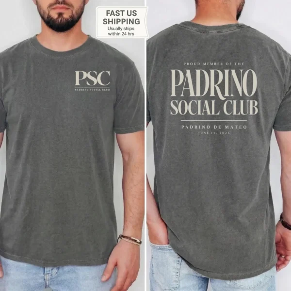 Personalized Padrino Shirt, Godfather Gift, Baby Name & Baptism Date — pocket detail personalized padrino shirt t-shirt close-up detail