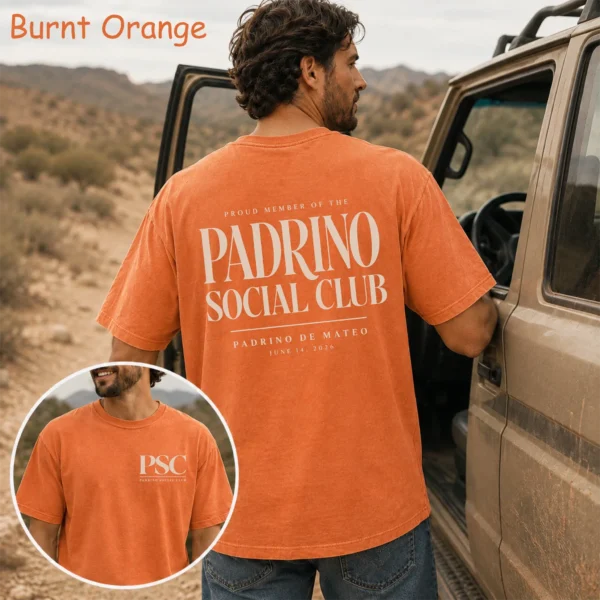Personalized Padrino Shirt, Godfather Gift, Baby Name & Baptism Date — pocket detail personalized padrino shirt t-shirt close-up detail