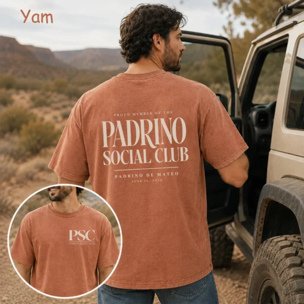 Personalized Padrino Shirt, Godfather Gift, Baby Name & Baptism Date — pocket detail personalized padrino shirt t-shirt close-up detail