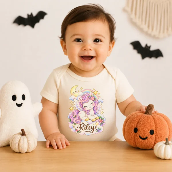 Personalized Pegasus Baby Bodysuit, Fantasy Toddler Shirt, Kids Gift — baby bodysuit mockup personalized pegasus baby bodysuit styled product photo