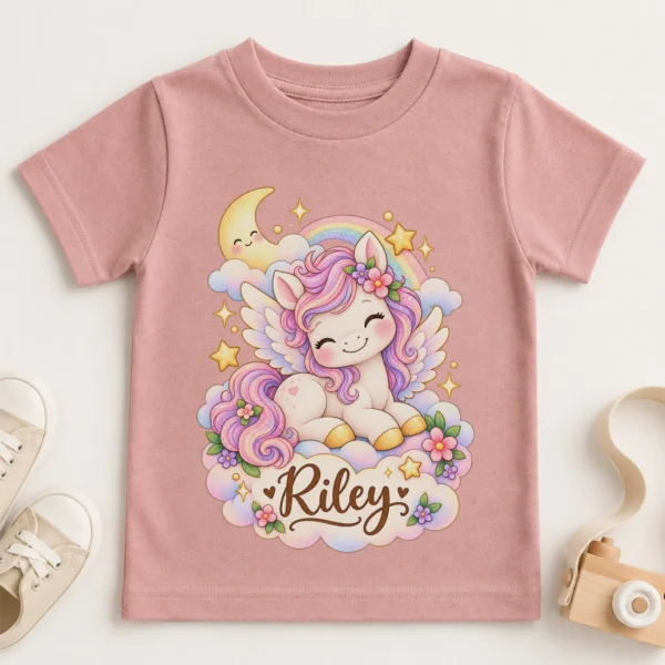 Personalized Pegasus Baby Bodysuit, Fantasy Toddler Shirt, Kids Gift — toddler shirt mockup personalized pegasus baby bodysuit product photo