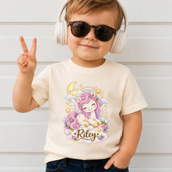 Personalized Pegasus Baby Bodysuit, Fantasy Toddler Shirt, Kids Gift — toddler shirt mockup personalized pegasus baby bodysuit product photo