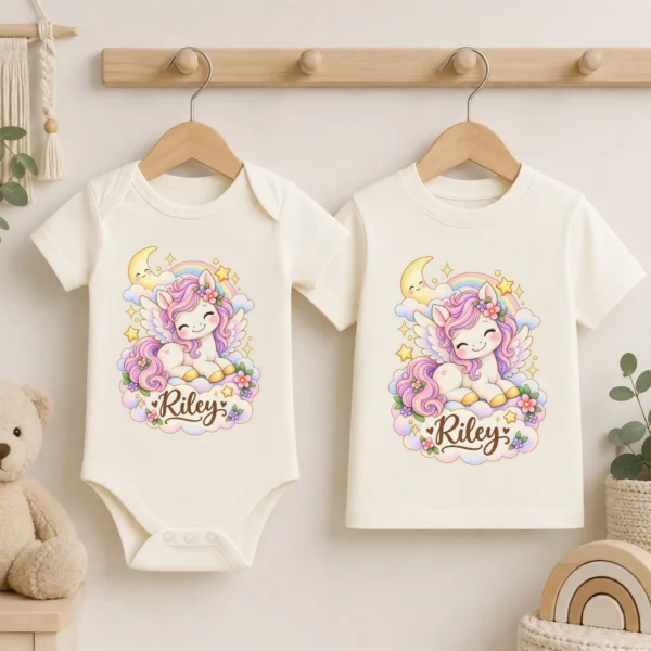 Personalized Pegasus Baby Bodysuit, Fantasy Toddler Shirt, Kids Gift — baby bodysuit mockup personalized pegasus baby bodysuit product photo