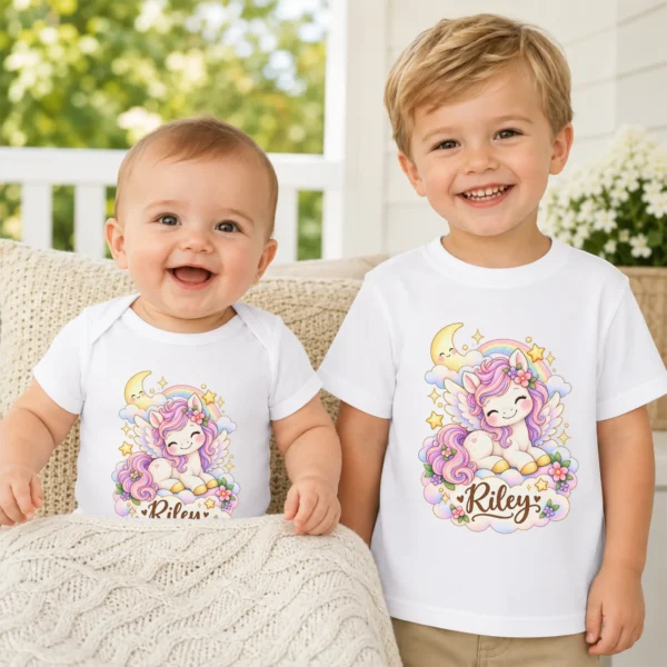 Personalized Pegasus Baby Bodysuit, Fantasy Toddler Shirt, Kids Gift — baby bodysuit mockup personalized pegasus baby bodysuit product photo