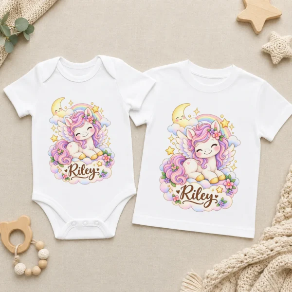 Personalized Pegasus Baby Bodysuit, Fantasy Toddler Shirt, Kids Gift — baby bodysuit mockup personalized pegasus baby bodysuit product photo