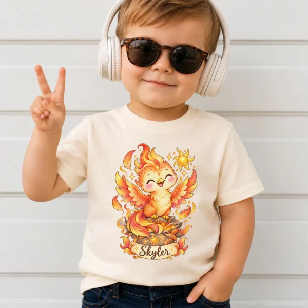 Personalized Phoenix Baby Bodysuit, Mythical Toddler Shirt, Kids Gift — toddler shirt mockup personalized phoenix baby bodysuit product detail