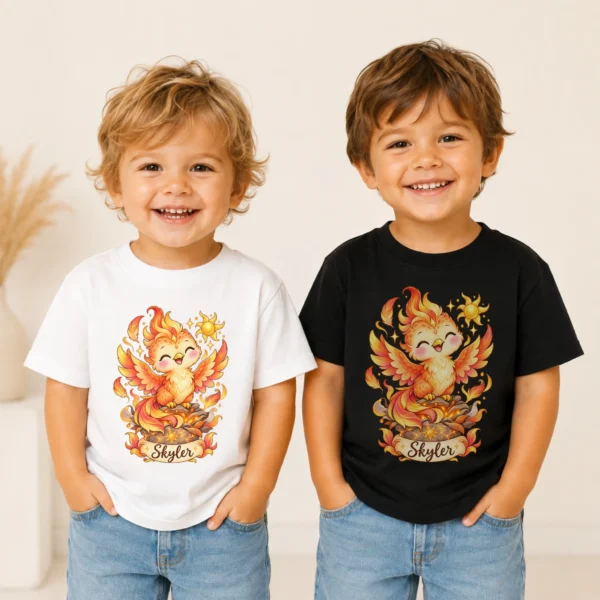 Personalized Phoenix Baby Bodysuit, Mythical Toddler Shirt, Kids Gift — toddler shirt mockup personalized phoenix baby bodysuit alternate angle
