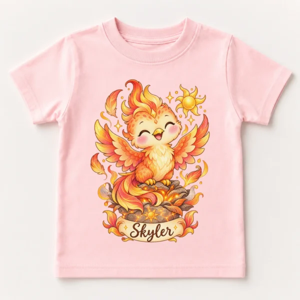 Personalized Phoenix Baby Bodysuit, Mythical Toddler Shirt, Kids Gift — toddler shirt mockup personalized phoenix baby bodysuit product photo