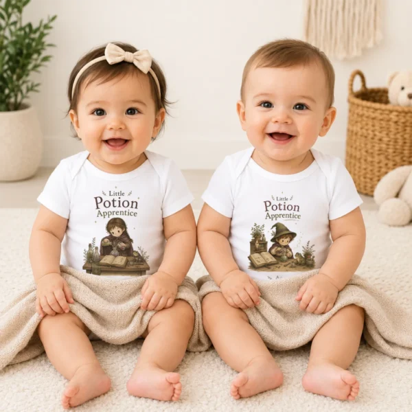 Personalized Potion Apprentice Baby Bodysuit, Boy or Girl — baby bodysuit mockup personalized potion apprentice baby bodysuit model mockup